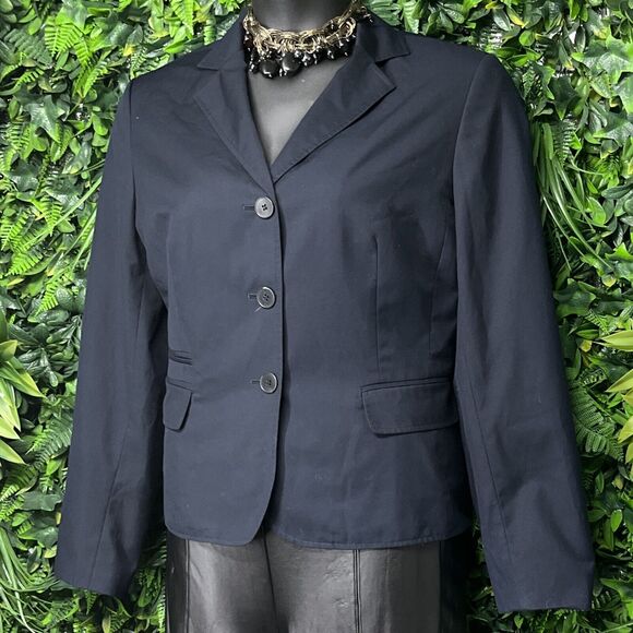 NINE WEST Jacket Women 16 Blue‎ Blazer Collared Pockets Office Career 2224 - Picture 2 of 7